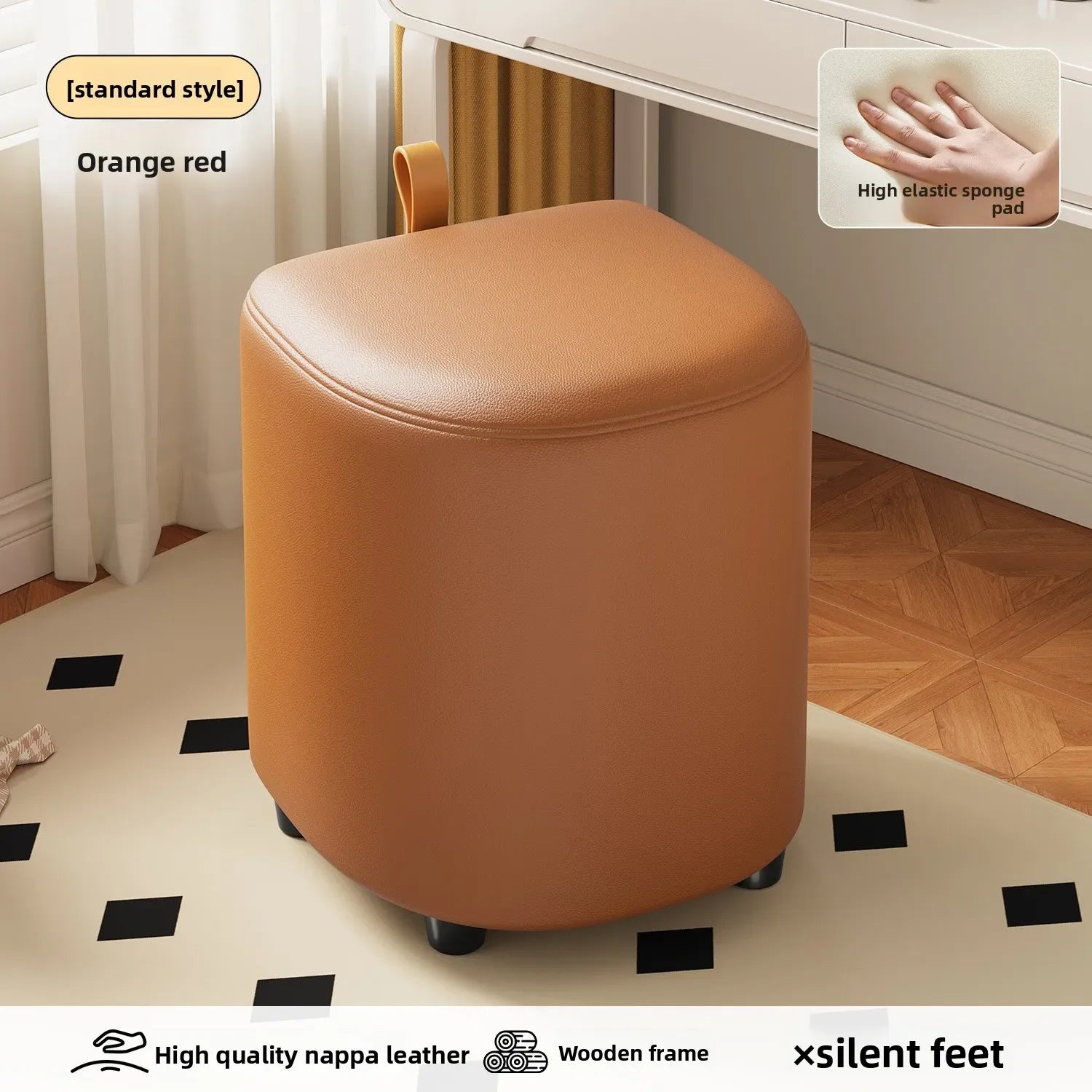 Storage Vanity Stool with Wheels