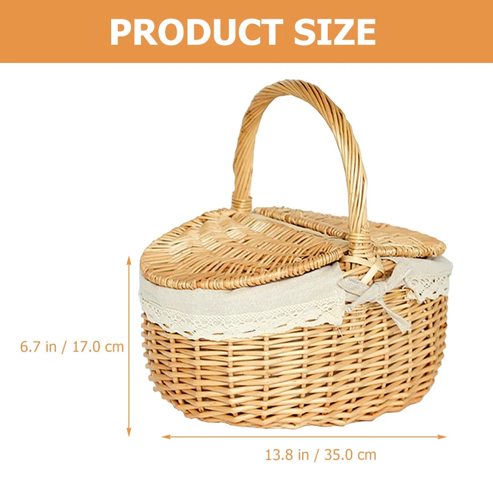 Lidded Wicker Picnic Basket