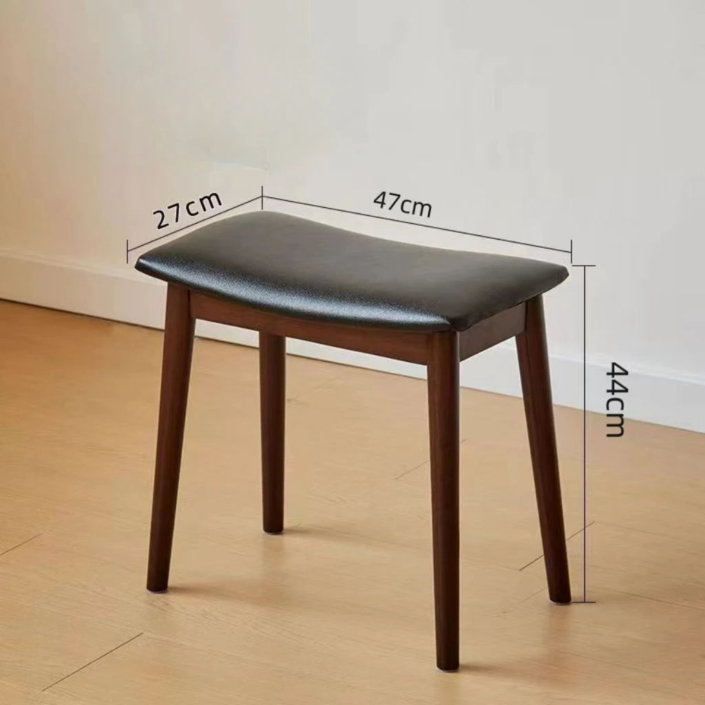 Saddle Cushion Vanity Stool with Wood Legs