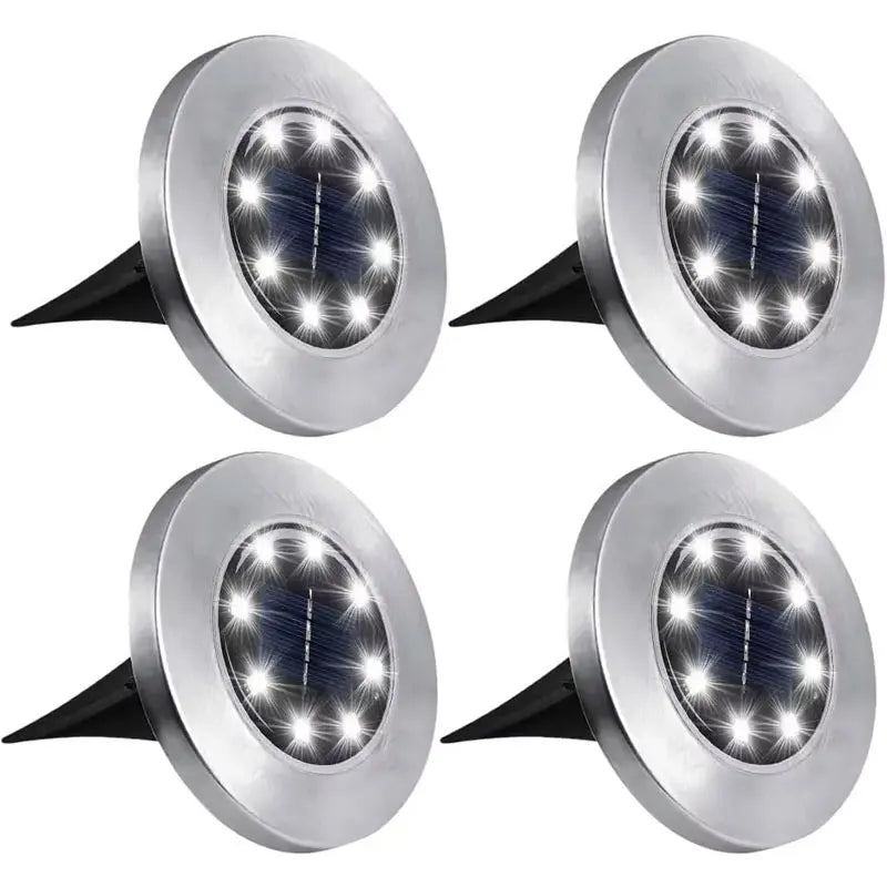 Solar Disk Ground Lights Set of 4