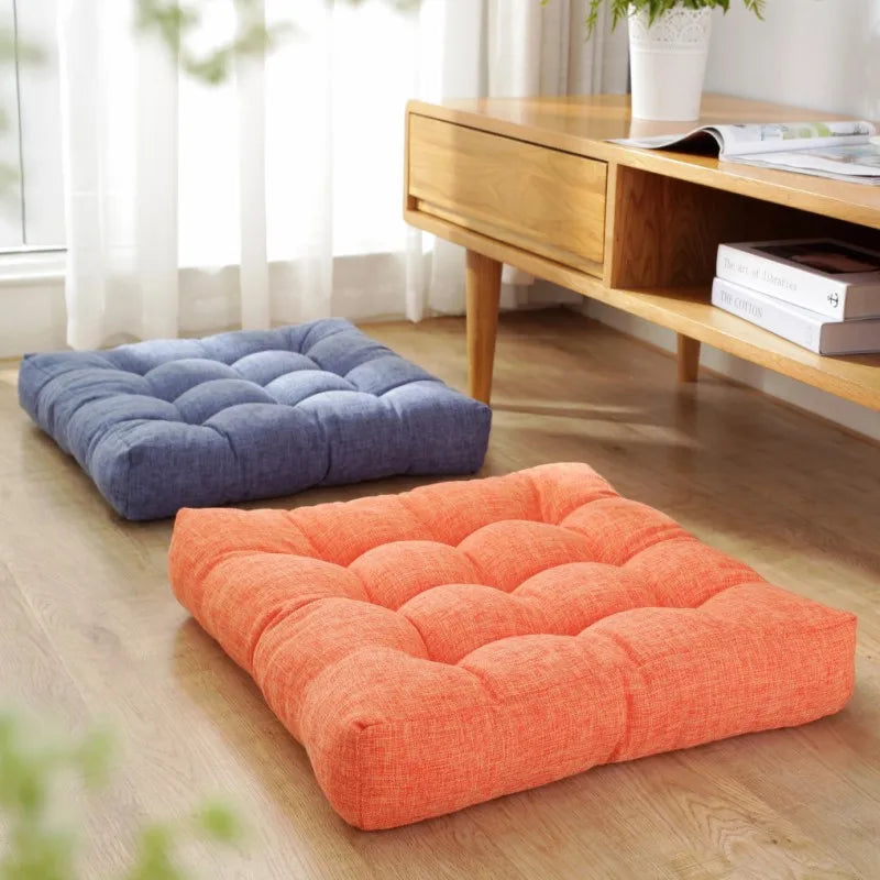Large Square Floor Seat Cushion Cotton Linen Tatami Floor Pillow Thick Cushions Seating Pillow Seats Mat Pad Balcony Cushion