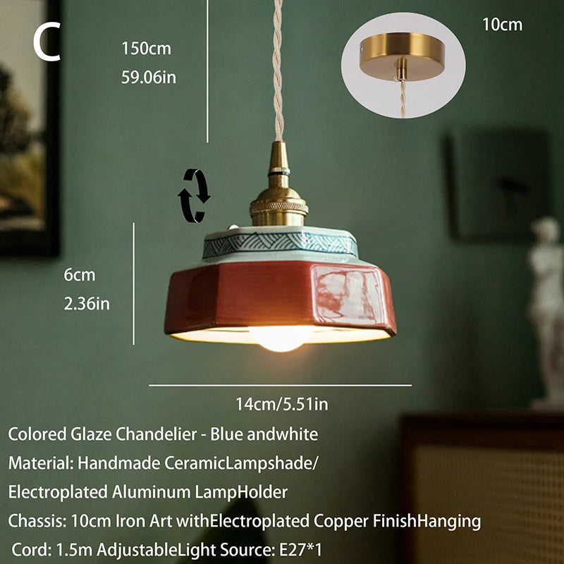 New Chinese-style retro ceramic pendant lights, Japanese-style