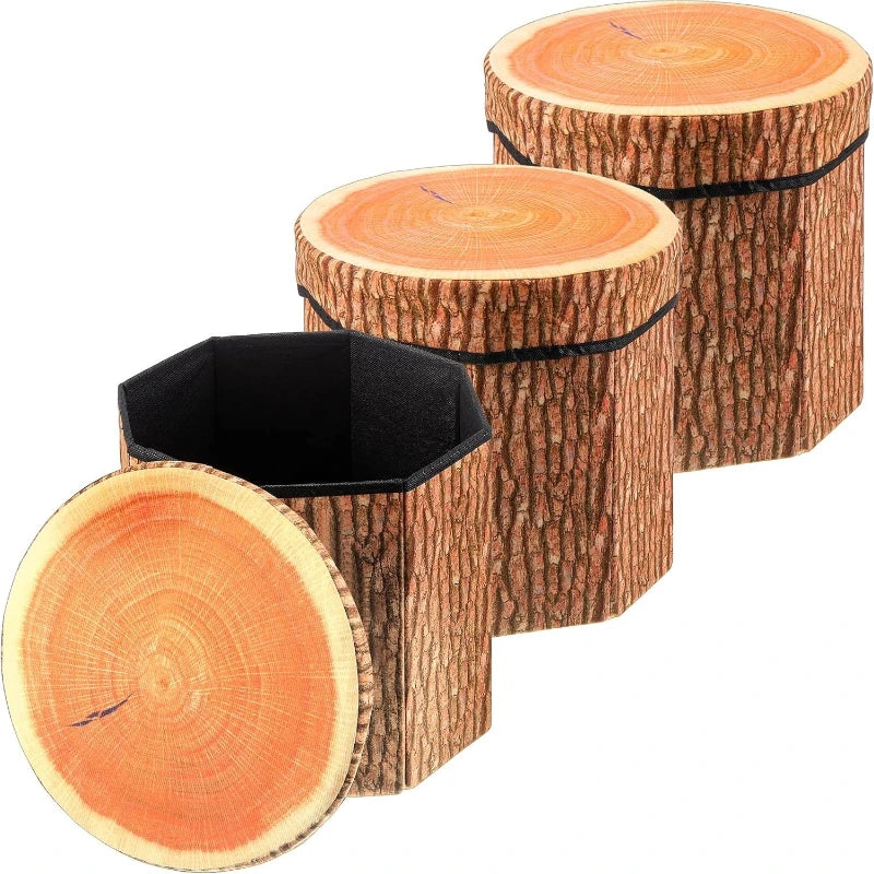 Tree Stump Folding Storage Ottoman