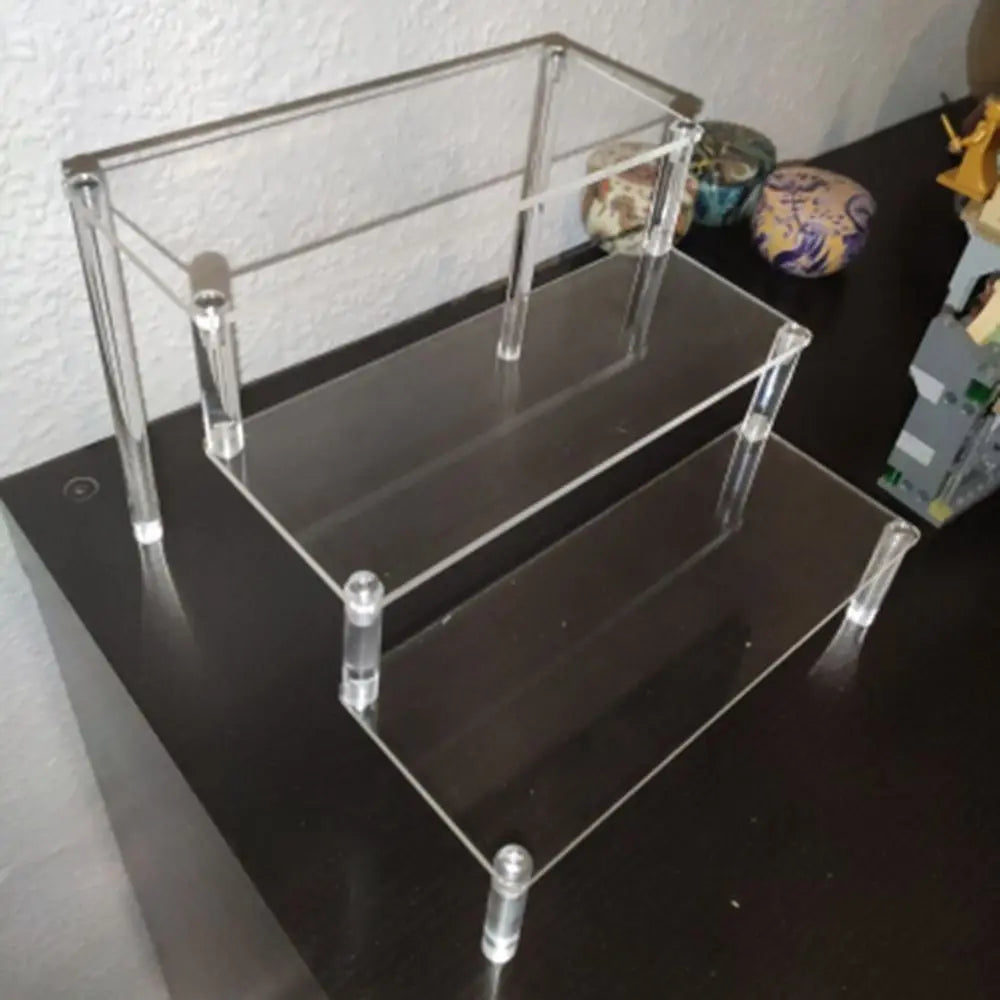1-4 Tier Acrylic Display Stand Durable Display Rack For Cupcake Perfume Doll Transparent Trapezoidal Blind Box Storage Shelf