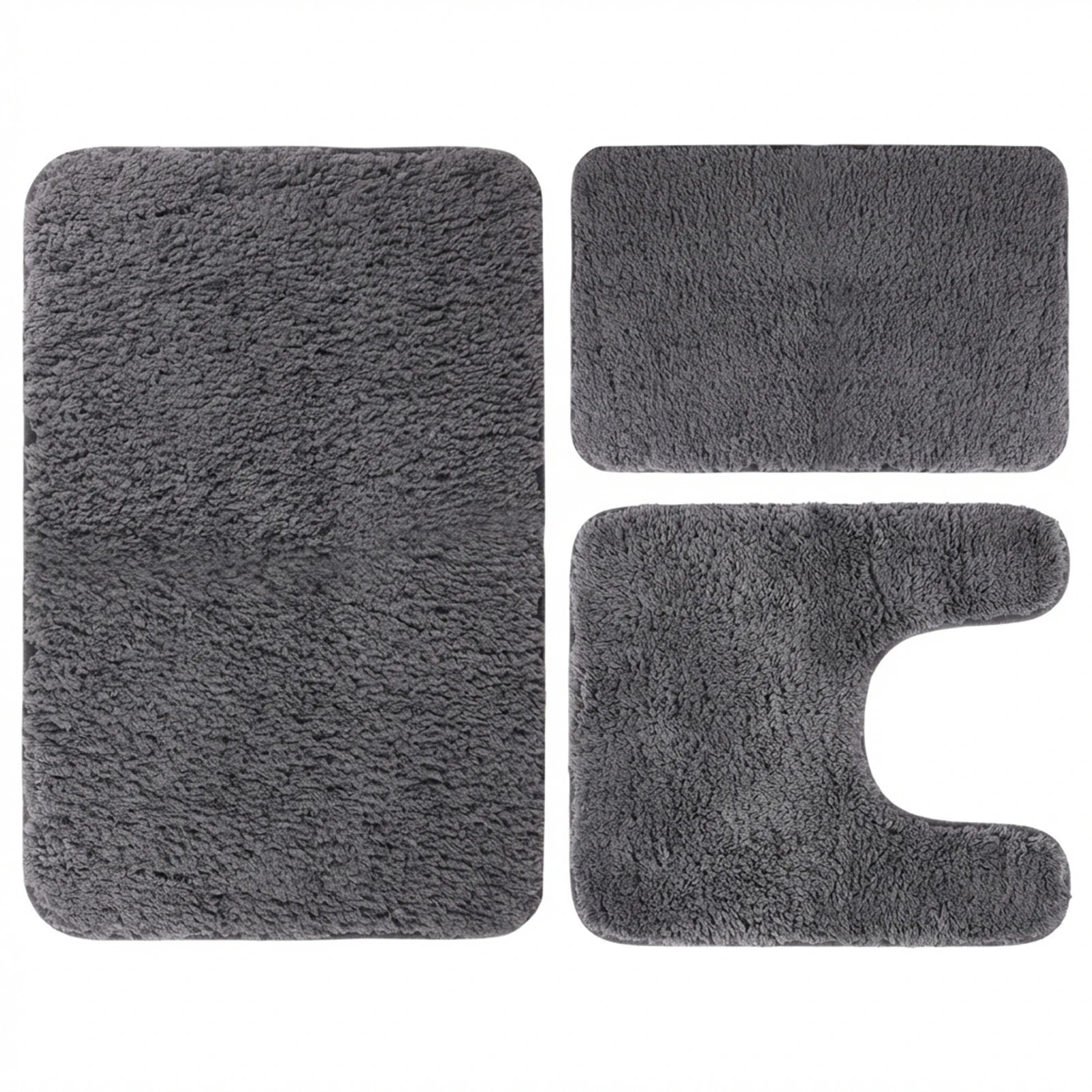 Velvet Memory Foam Bathroom Rug Set Of 3 Water Absorption Non Slip