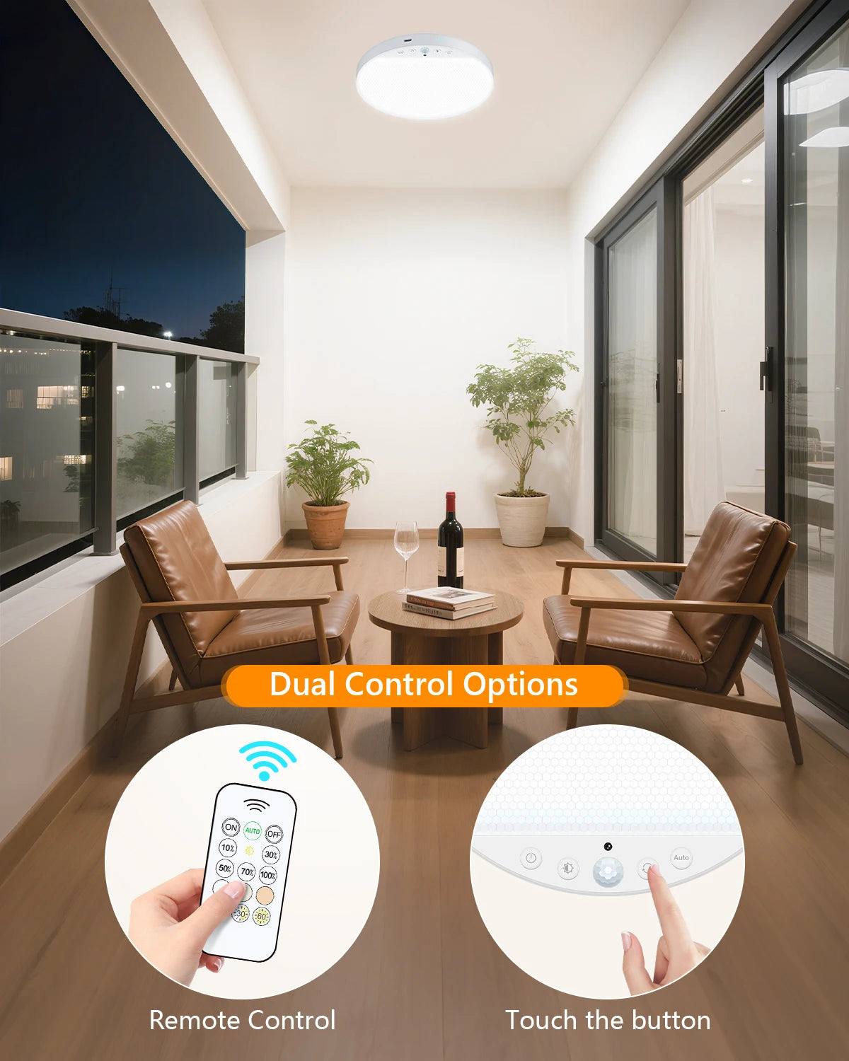 8W Rechargeable Motion Sensor Ceiling Light with Remote 5000mAh battery