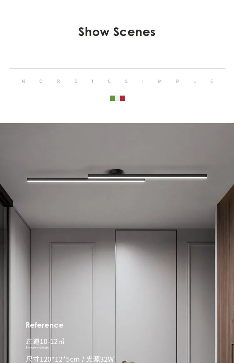 Long Aluminium LED Ceiling Light Modern Creative Design Ceiling Lamp