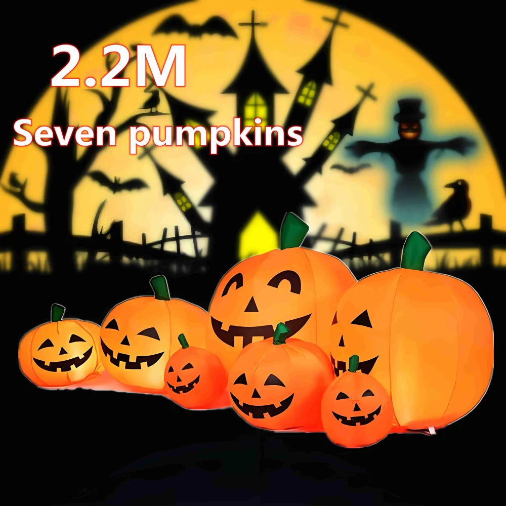 7 ft Inflatable Pumpkins and Cat with LED