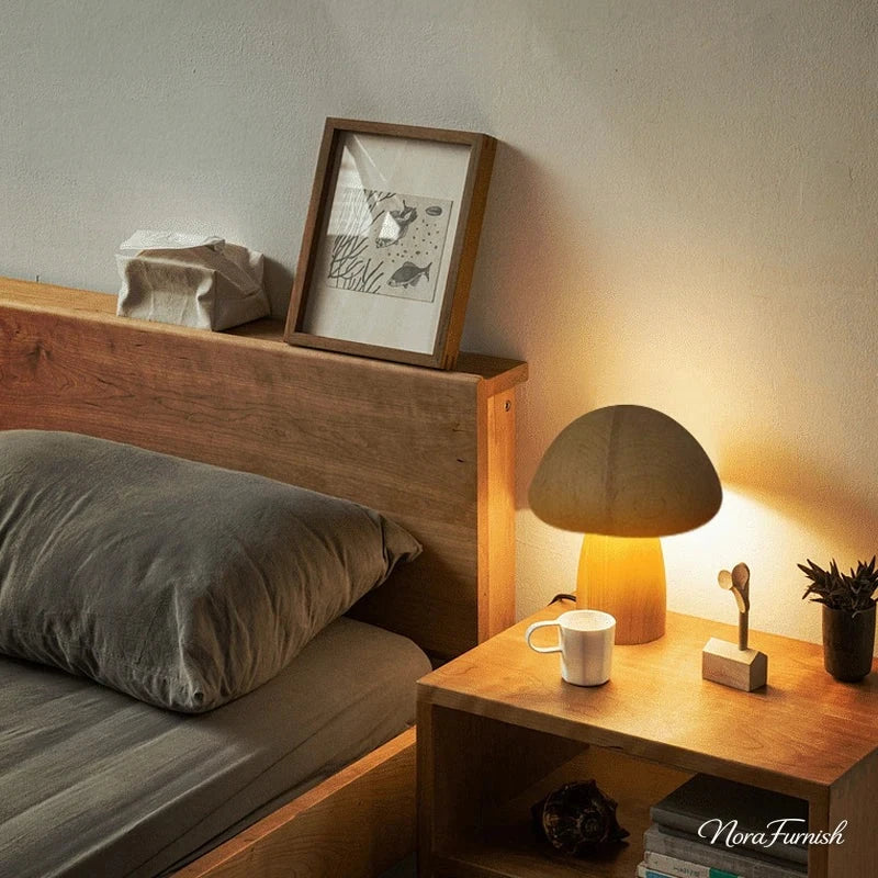 Wooden Mushroom Touch Night Light, view 2