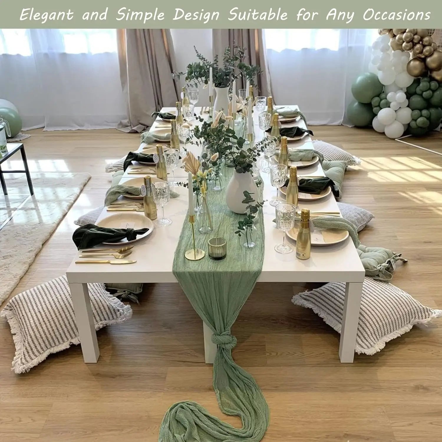 CheeseCloth Table Runner, 40x270cm Boho Gauze Fabric Rustic Sheer