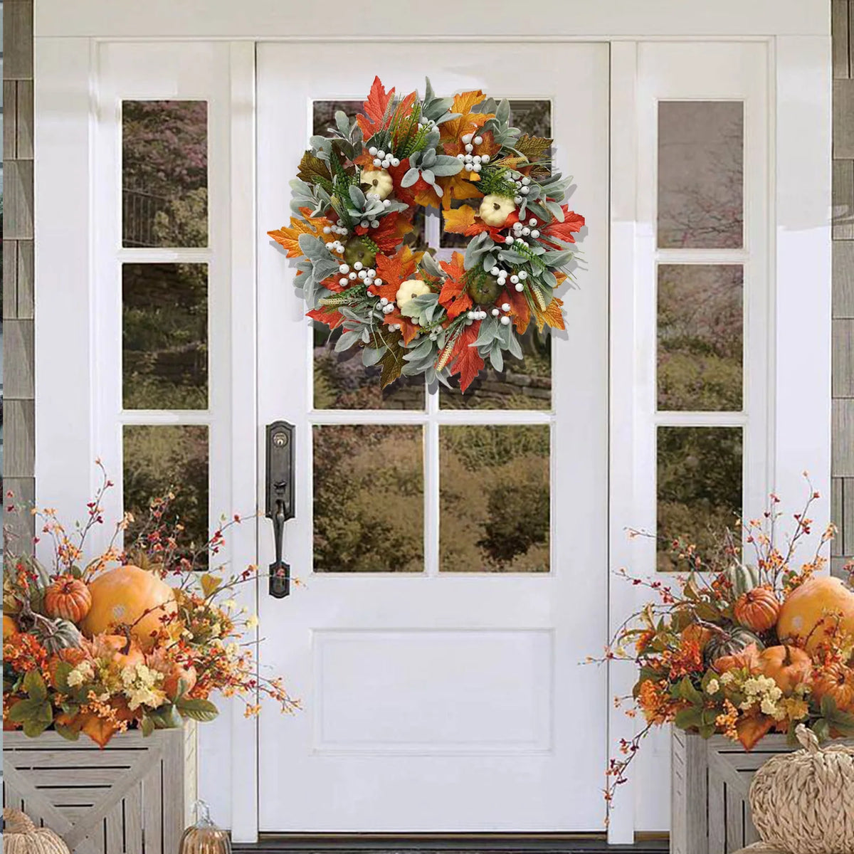 Maple Leaf and Mini Pumpkin Door Wreath