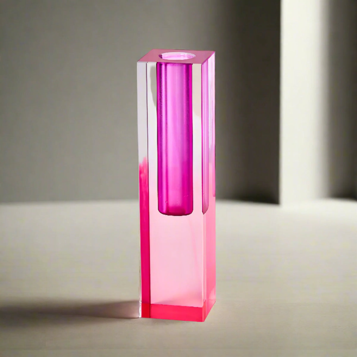 Iridescent Acrylic Bud Vase, Crystal Look Column Vase