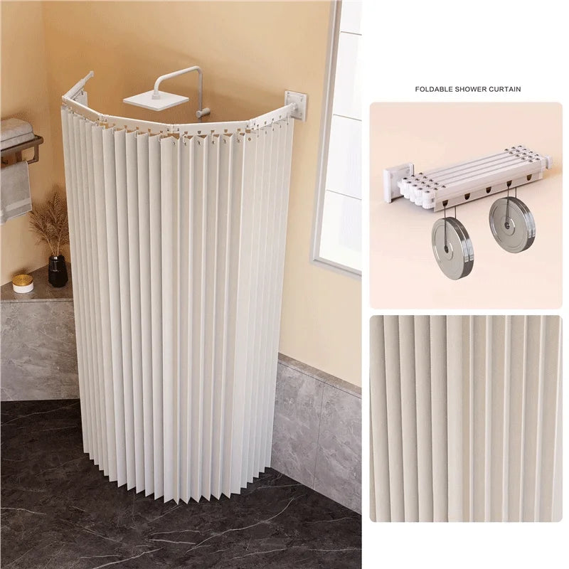 Foldable Shower Curtain Rod Set