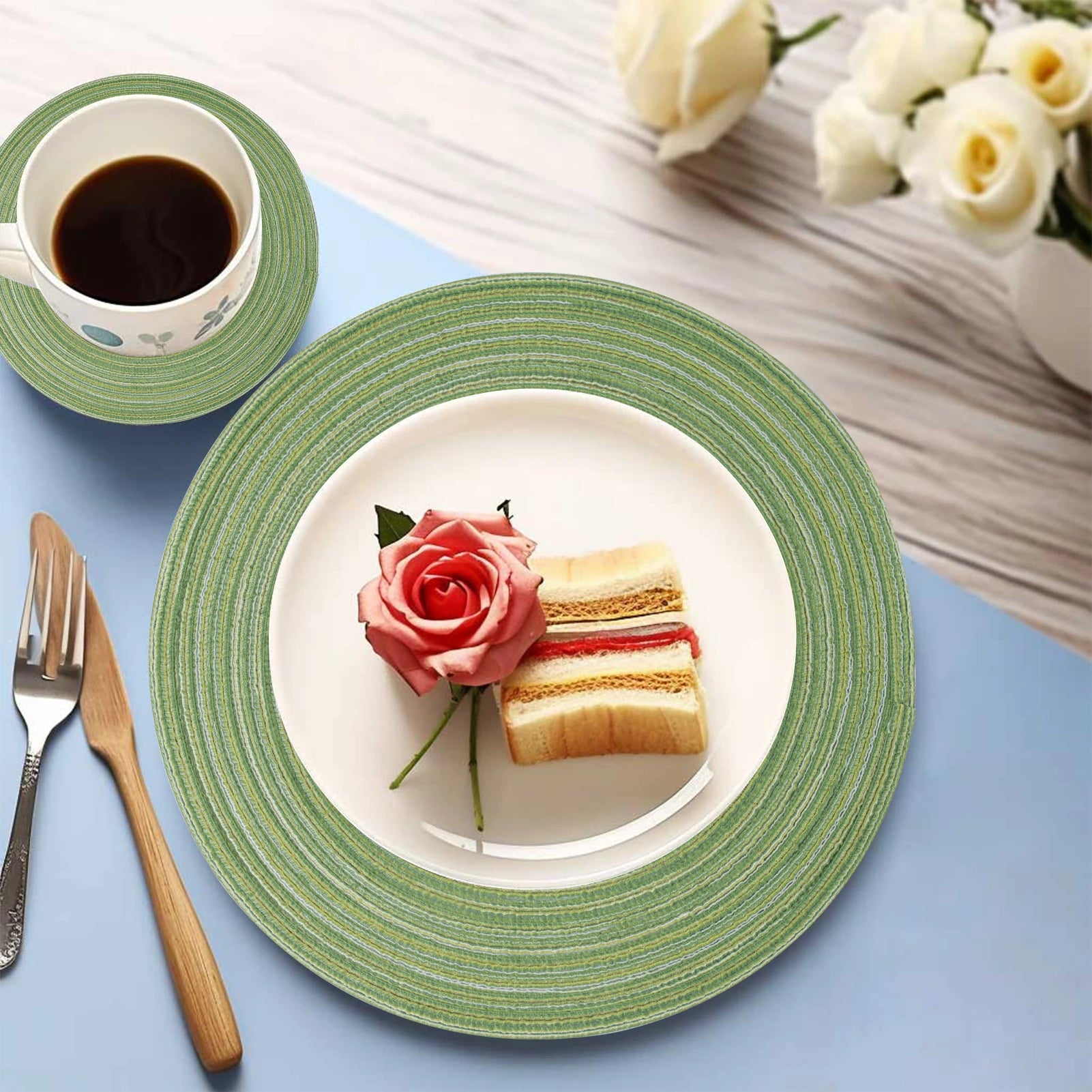 Braided Round Placemat and Coaster Set