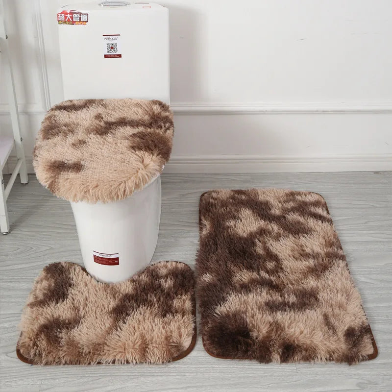 Toilet Seat Cover 3Pcs Set Bath Mat Shower Room Floor Rug