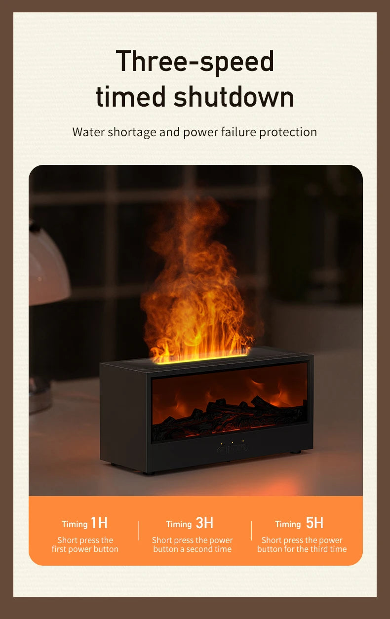 Creative Fireplace Air Humidifier Waterless Auto-Off Aroma Essential