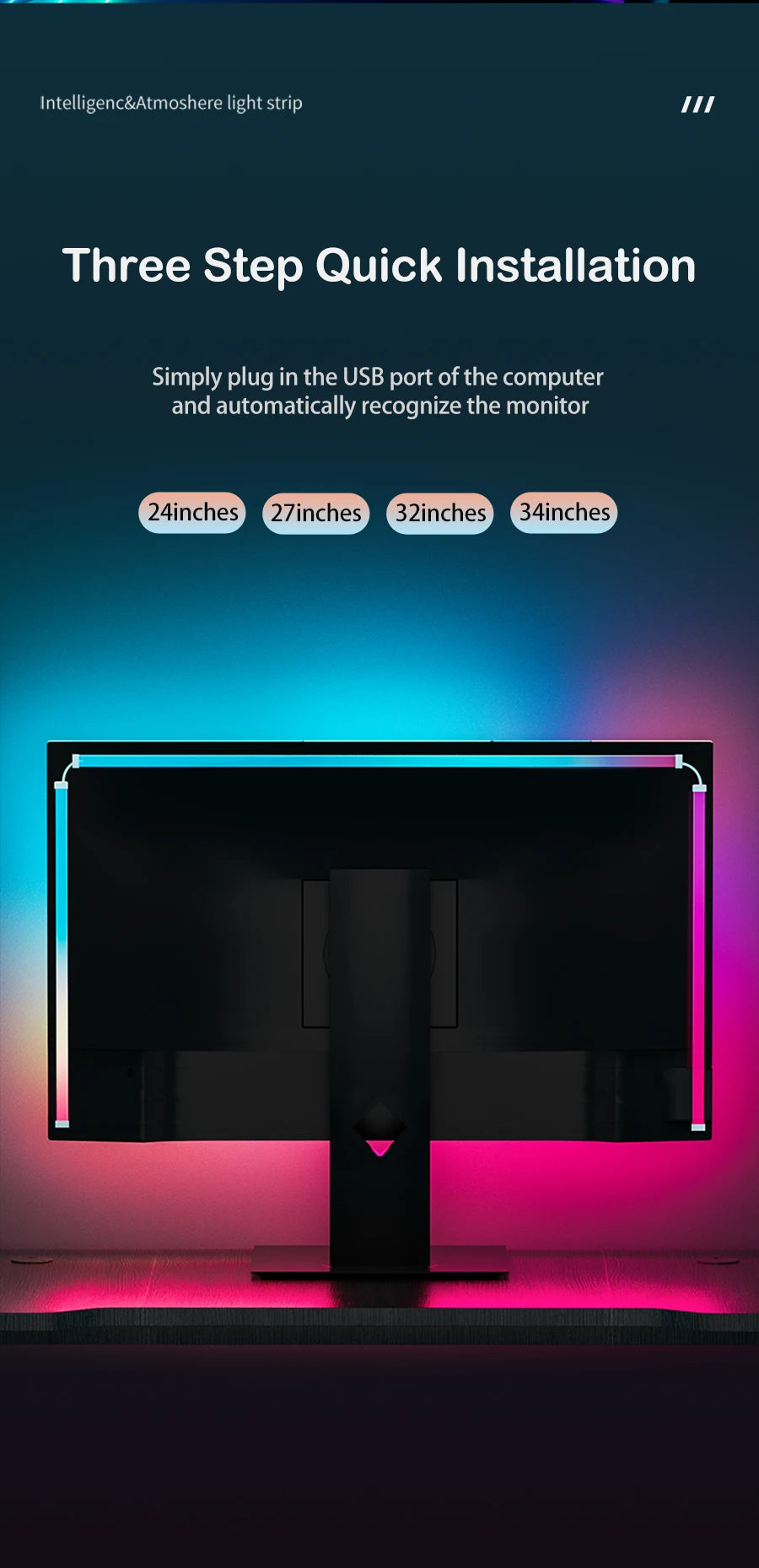 Smart LED Gaming Monitor Light Bar