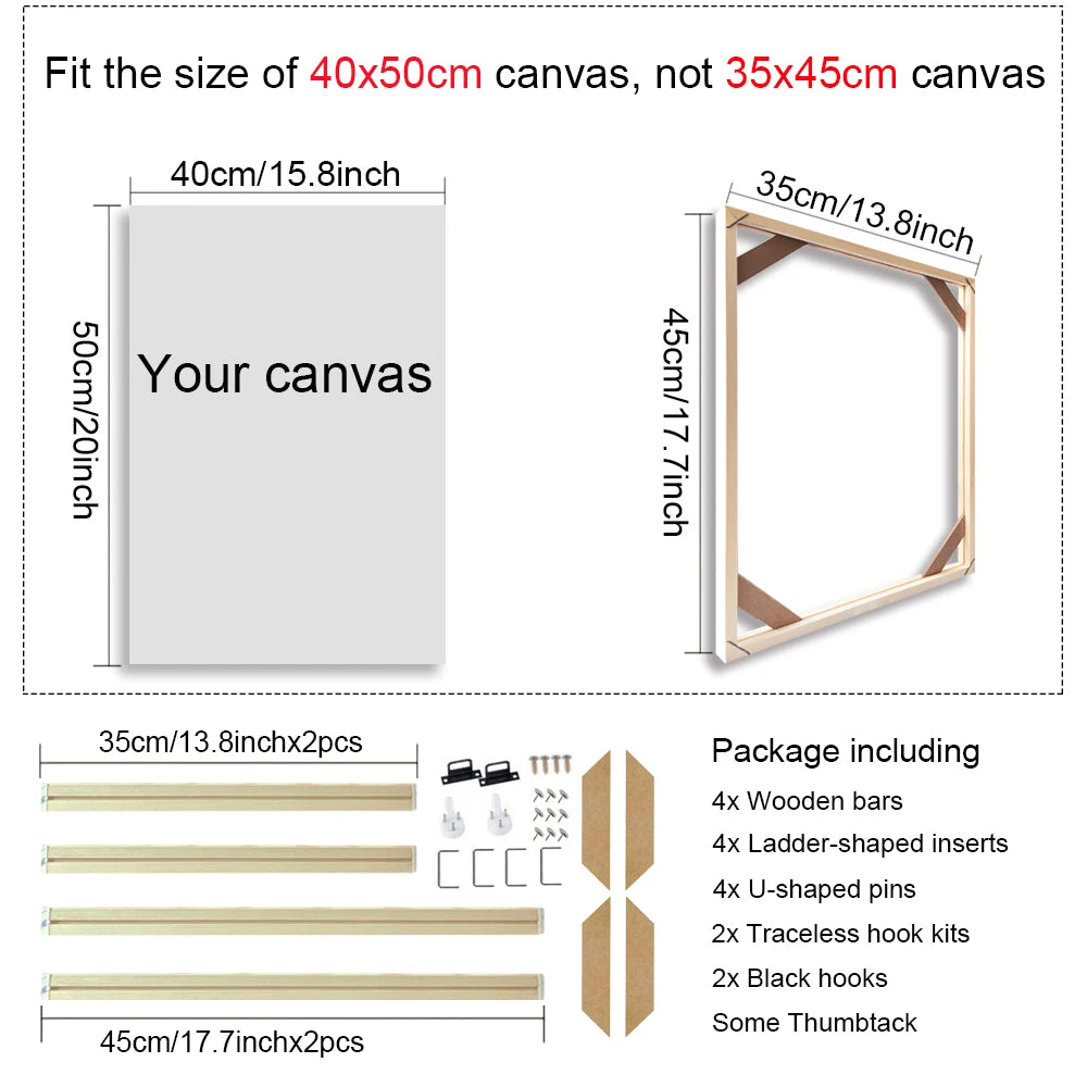 24 Sizes Large Wall Canvas Frame Wooden Frames Wooden