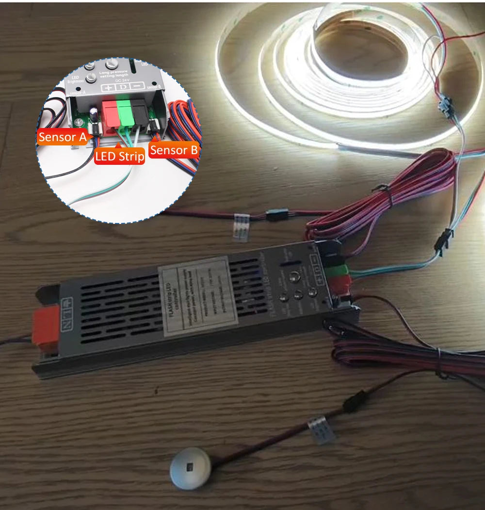 5M 10M 15M Sensor Motion Stairs LED Strip Light Kit 24V COB Water Flow