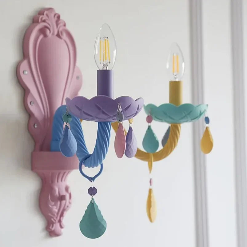 European Children Rainbow Chandelier Designer Macarone Lights Led
