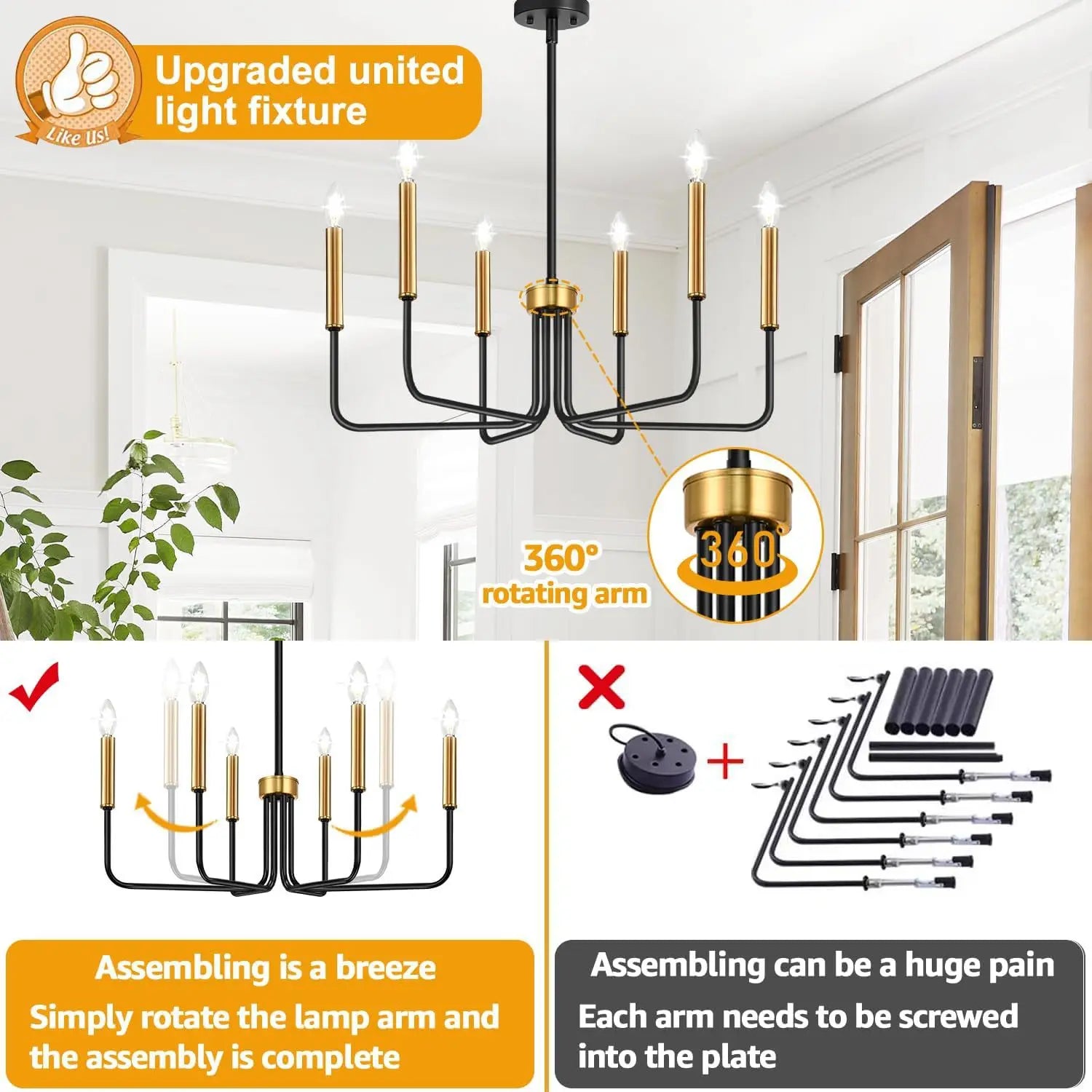 Retro Loft Candle Chandeliers Light Simple Iron Chandelier Pendant