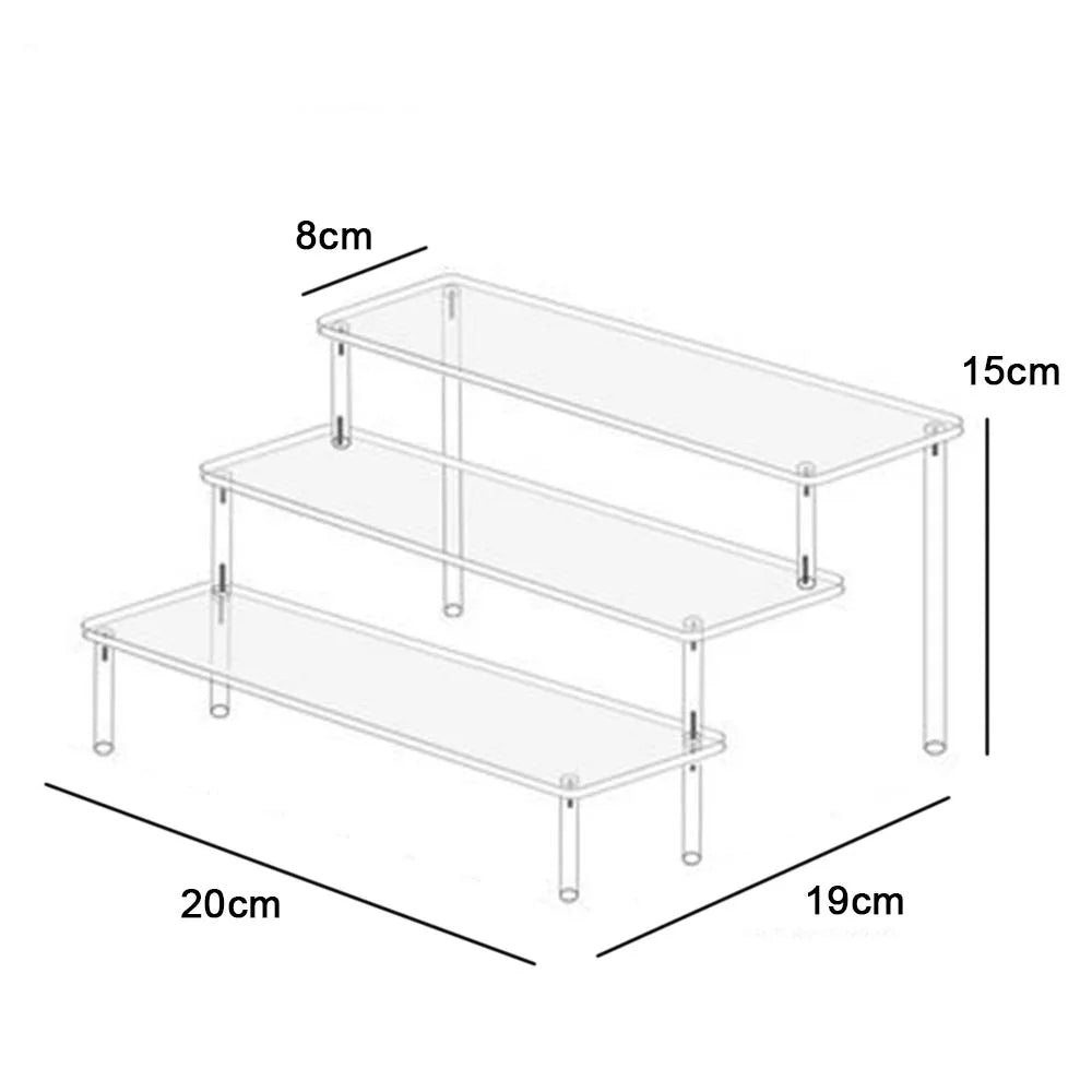 1-4 Tier Acrylic Display Stand Durable Display Rack For Cupcake Perfume Doll Transparent Trapezoidal Blind Box Storage Shelf