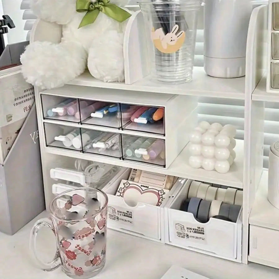 1pc Multi-Tier Desktop Organizer Storage Rack, Makeup Cosmetics Holder, Large Capacity Dual Layer Shelf