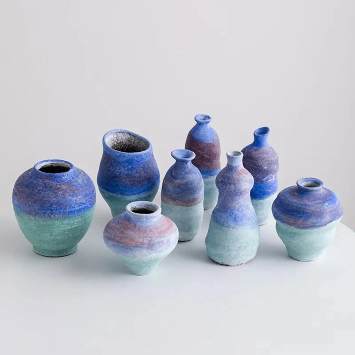 Blue Gradient Ceramic Vase, Glazed Porcelain Bud Vase
