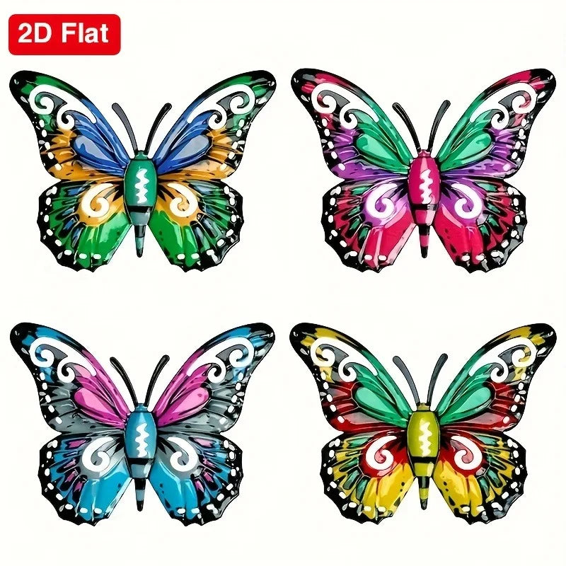 set 2D Metal Butterfly Wall Art Decor for Garden