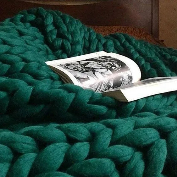 Chunky Knit Wool Throw Blanket