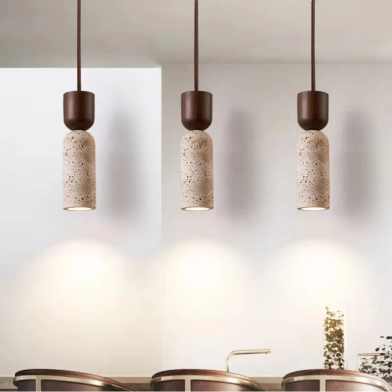 Cream Stone Tube Pendant Light