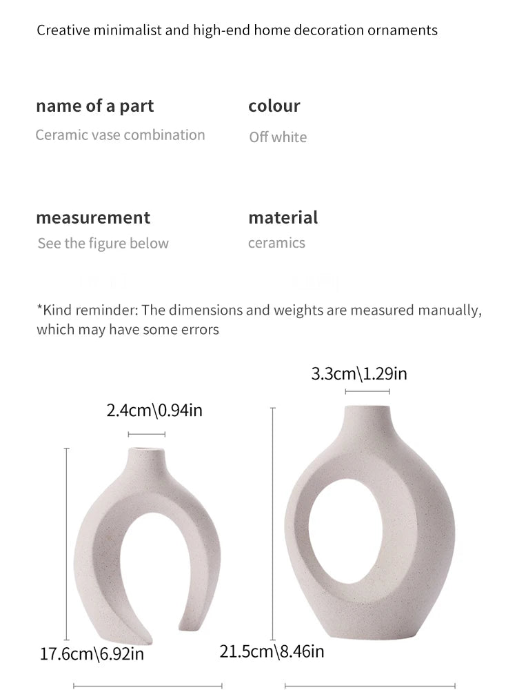 European Ceramic Vase Set Creative White Simple Home Decoration Living
