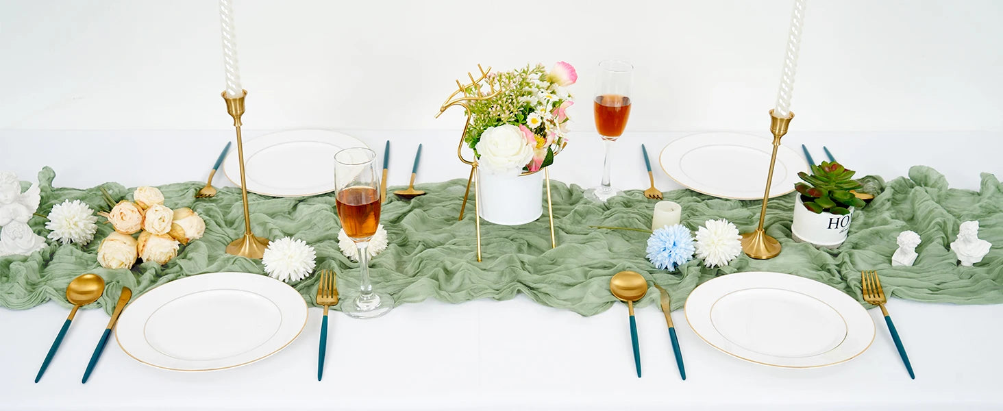 CheeseCloth Table Runner, 40x270cm Boho Gauze Fabric Rustic Sheer