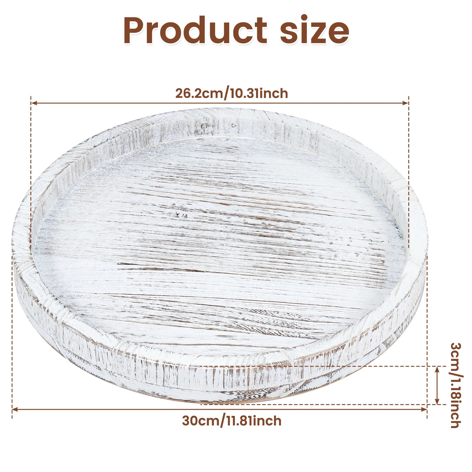 Round Wooden Candle And Coffee Tray