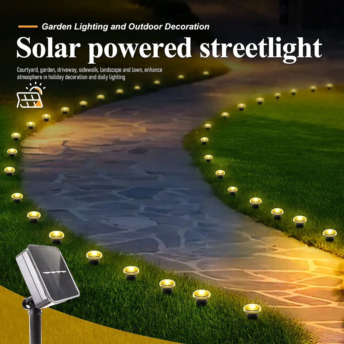 Solar LED Garden Pathway Light 15/30LEDS 8 Modes Outdoor Waterproof
