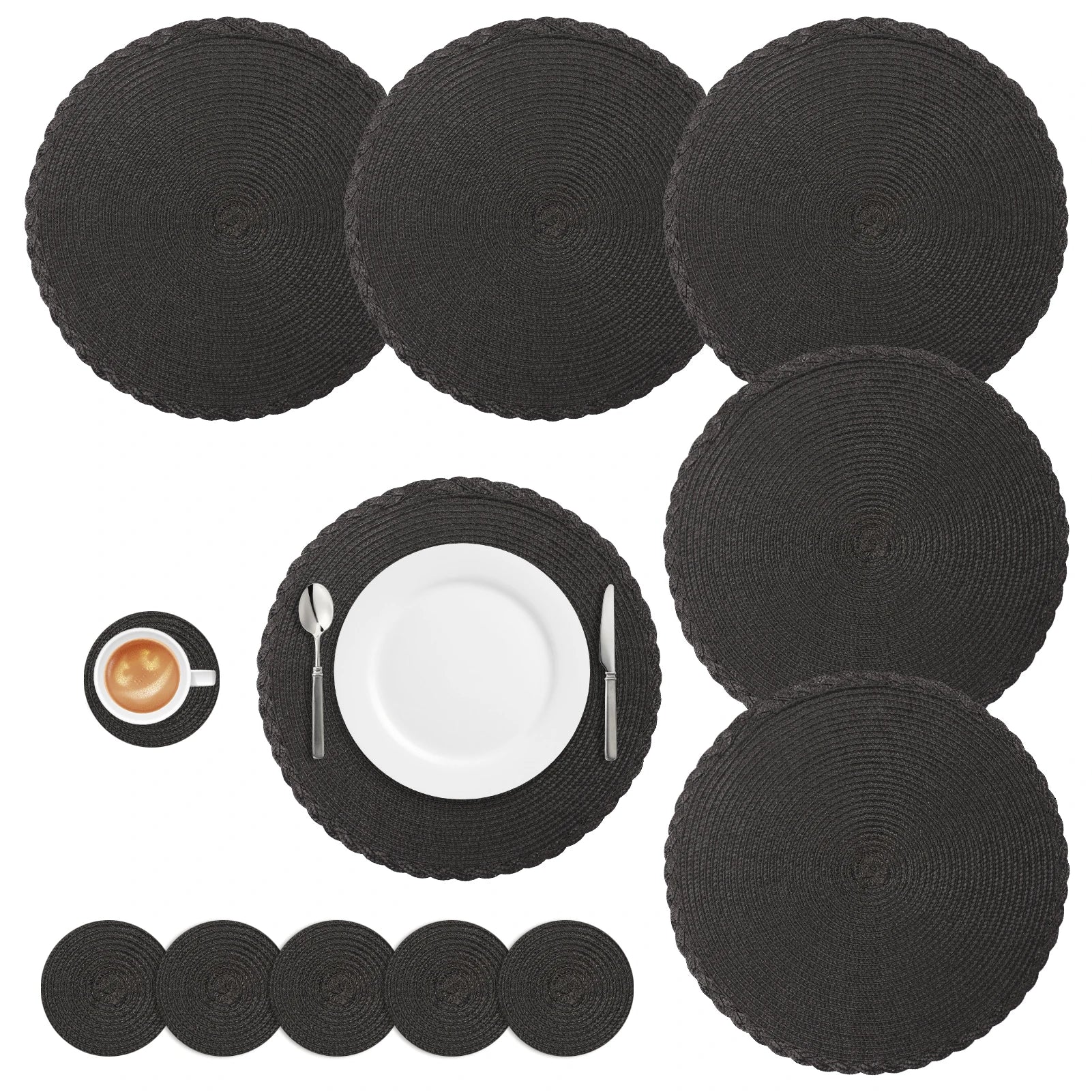 Braided Round Placemat and Coaster Set