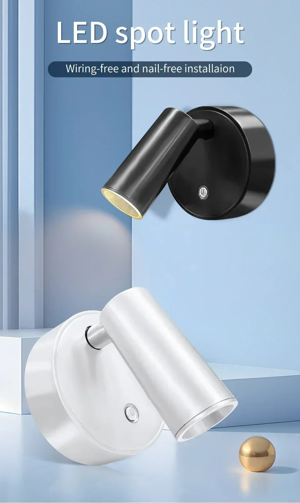Touch Sensor USB Rechargeable LED Wall Lamp