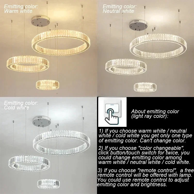 Modern Gold Luxury Crystal LED indoor Chandelier Bedroom Living Room