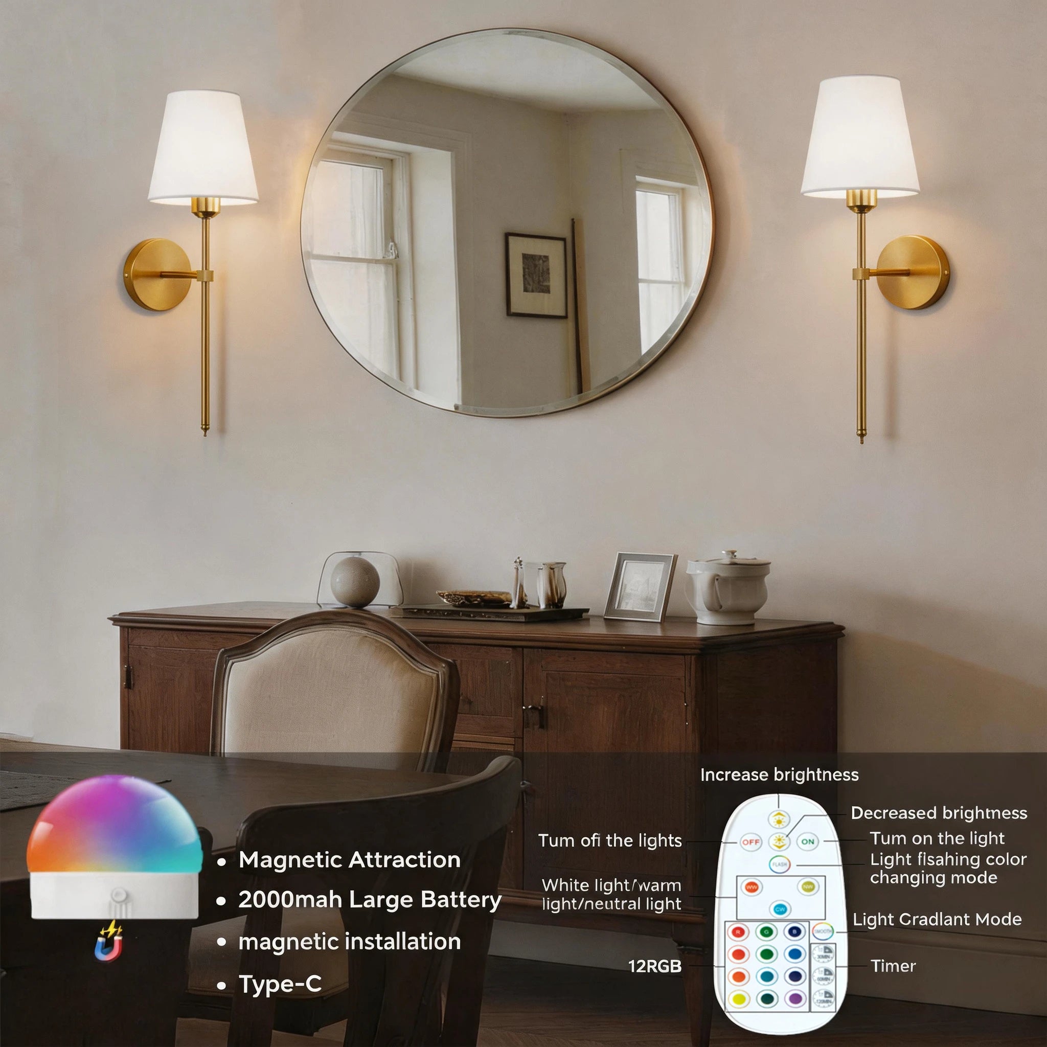 Wireless 10 Color Wall Lamp