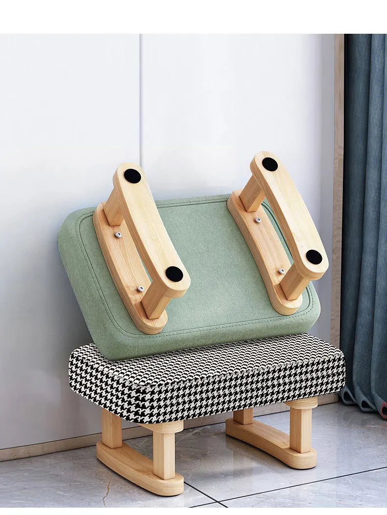 Solid Wood Shoe Changing Stool, Low Foot Rest