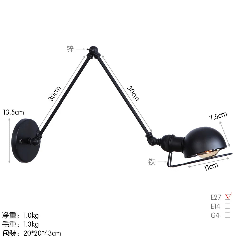 Modern Simple Adjustable Interior Led Wall Lamp White Black for Bedside