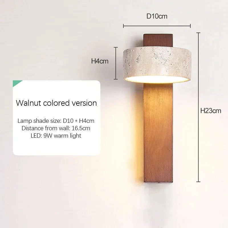 Travertine Stone Pull Chain Wall Lamp