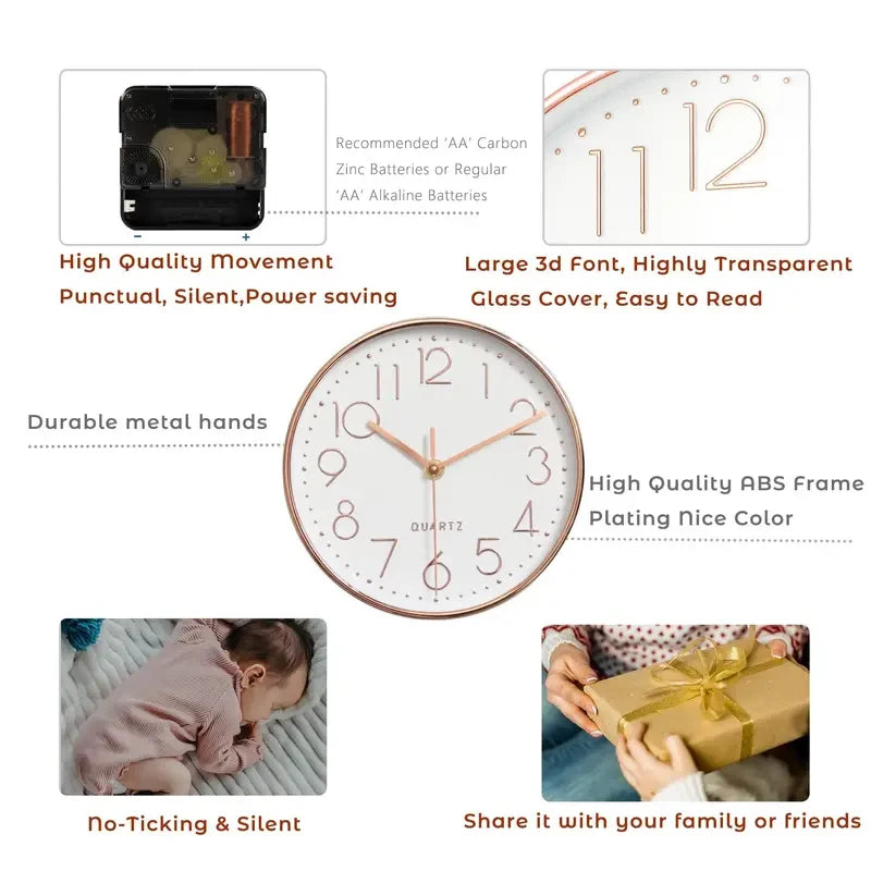 8 Inch Mute Quartz Wall Clock Cubic Digital Clock