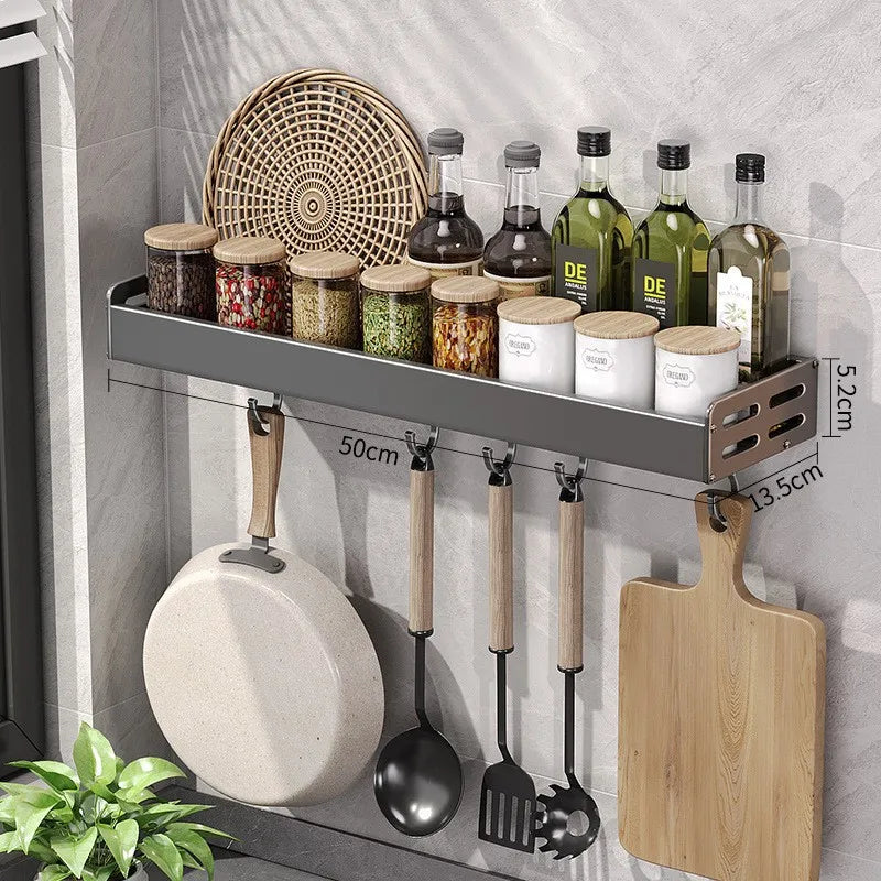 Wall Mounted Kitchen Utensil Rack with Hooks