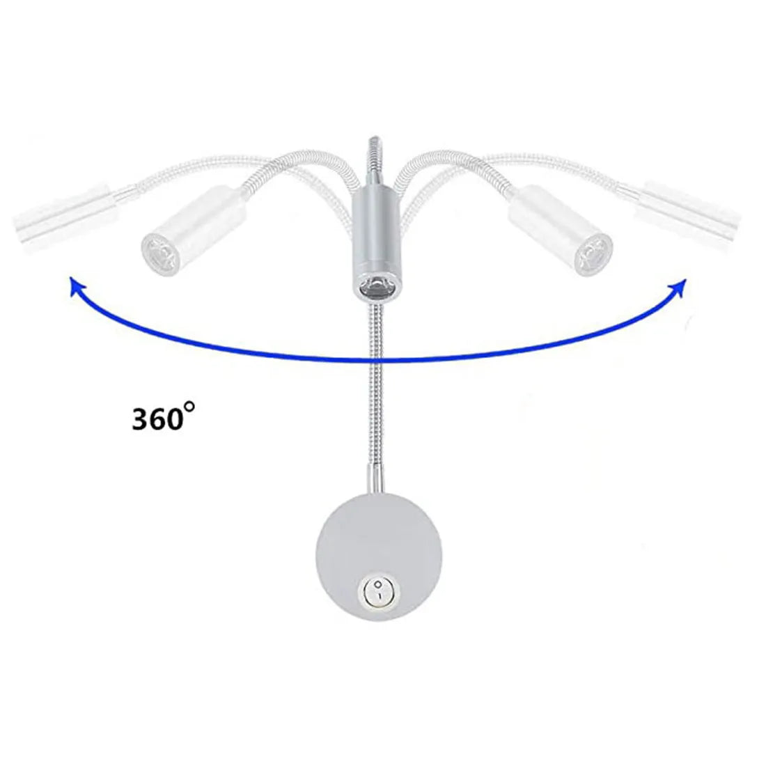 Bronze 3W LED Reading Light Black White Silver Gooseneck Wall Lamp
