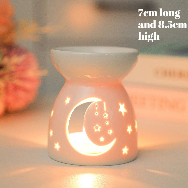 White Ceramic Essential Oil Burner with Hollow Cutwork