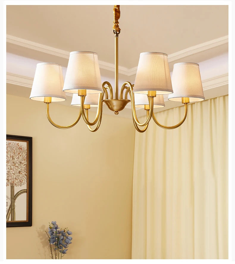 Copper and Fabric Retro Chandelier