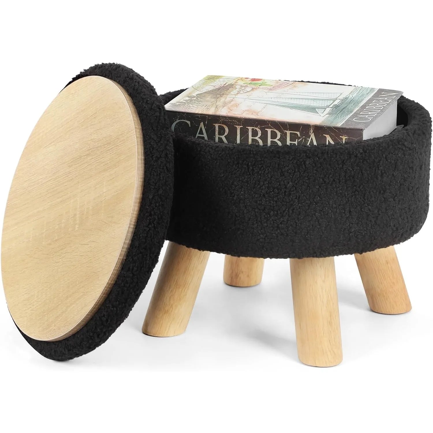 Nordic Boucle Ottoman Footstool with Storage