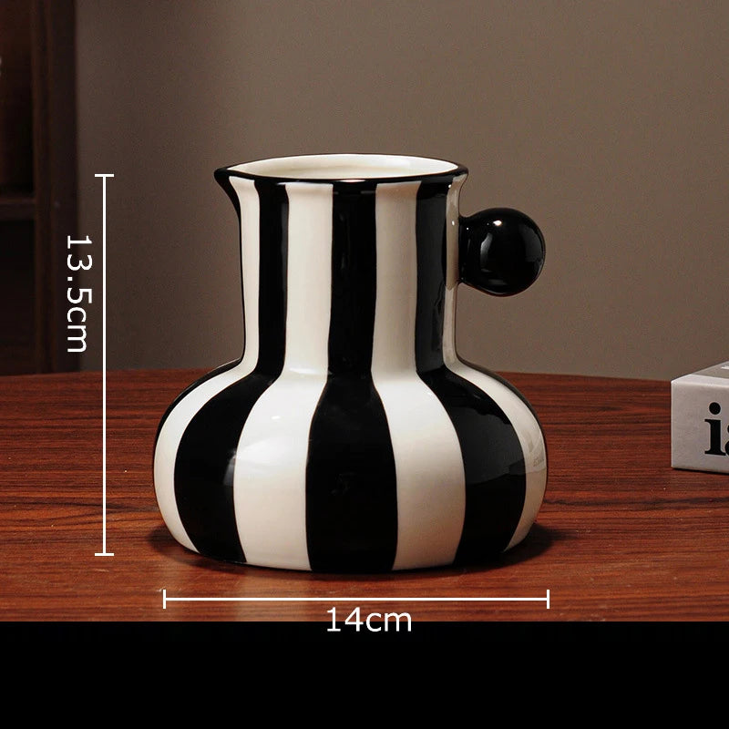 Colorful Striped Ceramic Vase and Plant Pot