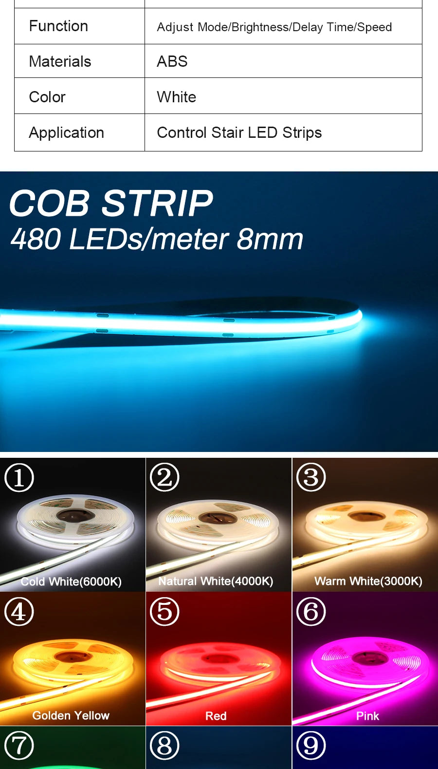 1-28 Steps Sensor LED Stair Light PIR Motion Sensor Stair Lighting COB